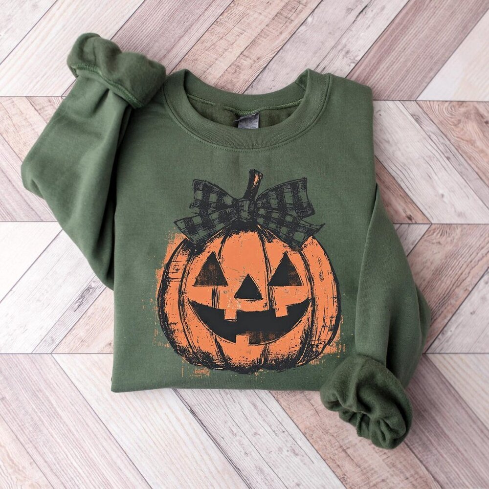Coquette Halloween Sweatshirt Retro Pumpkin Patch